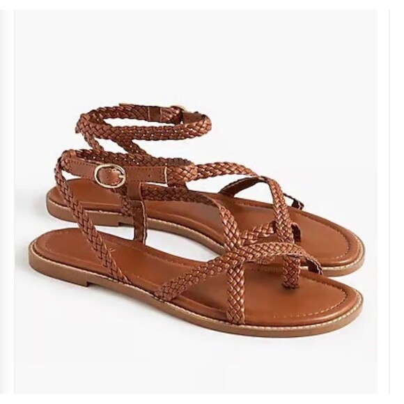 J.CREW Braided Strappy Sandals Size 7 Brown Summer Casual Beach Coastal CI962 - Picture 1 of 10